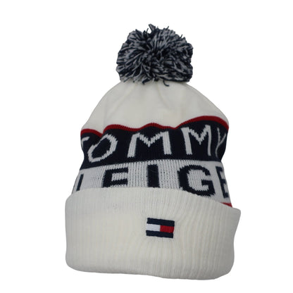 TOMMY HILFIGER GOLF(トミーヒルフィガーゴルフ) ニット帽 白ネイビー赤 レディース フリーサイズ A