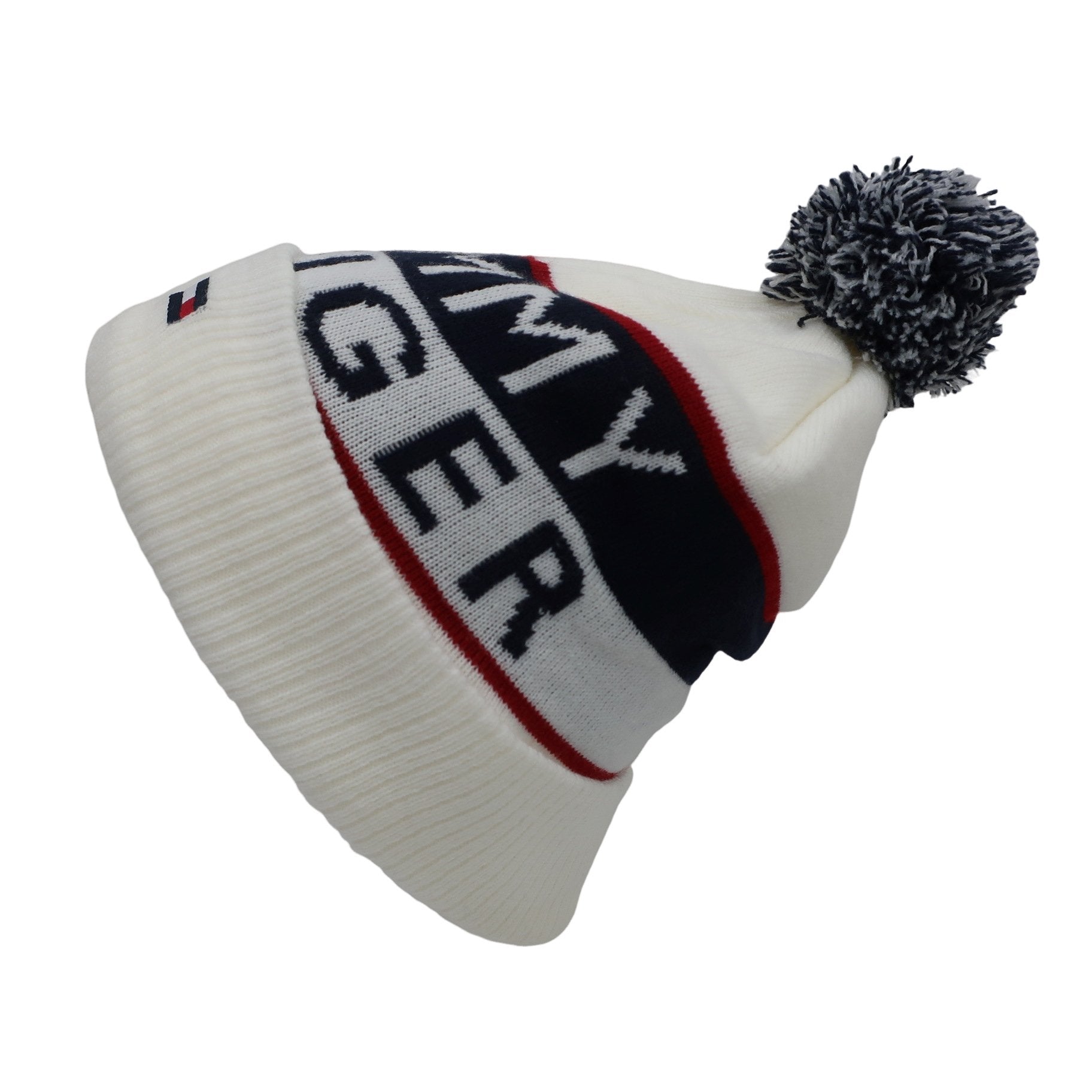 TOMMY HILFIGER GOLF(トミーヒルフィガーゴルフ) ニット帽 白ネイビー赤 レディース フリーサイズ A