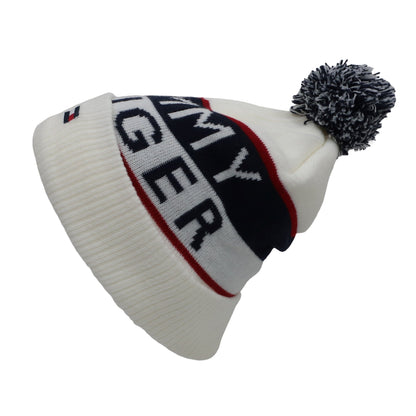TOMMY HILFIGER GOLF(トミーヒルフィガーゴルフ) ニット帽 白ネイビー赤 レディース フリーサイズ A