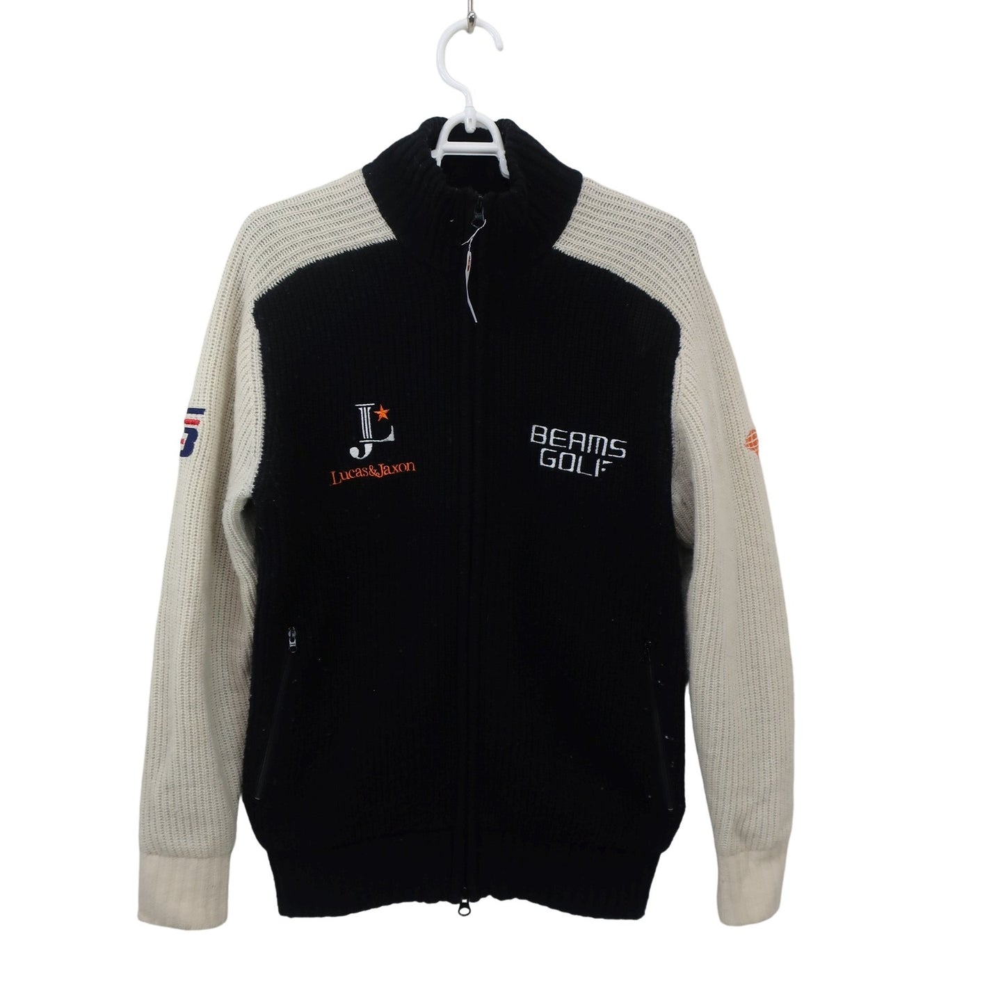 BEAMS GOLF(ビームスゴルフ) ニットジャケット 黒白 メンズ S B