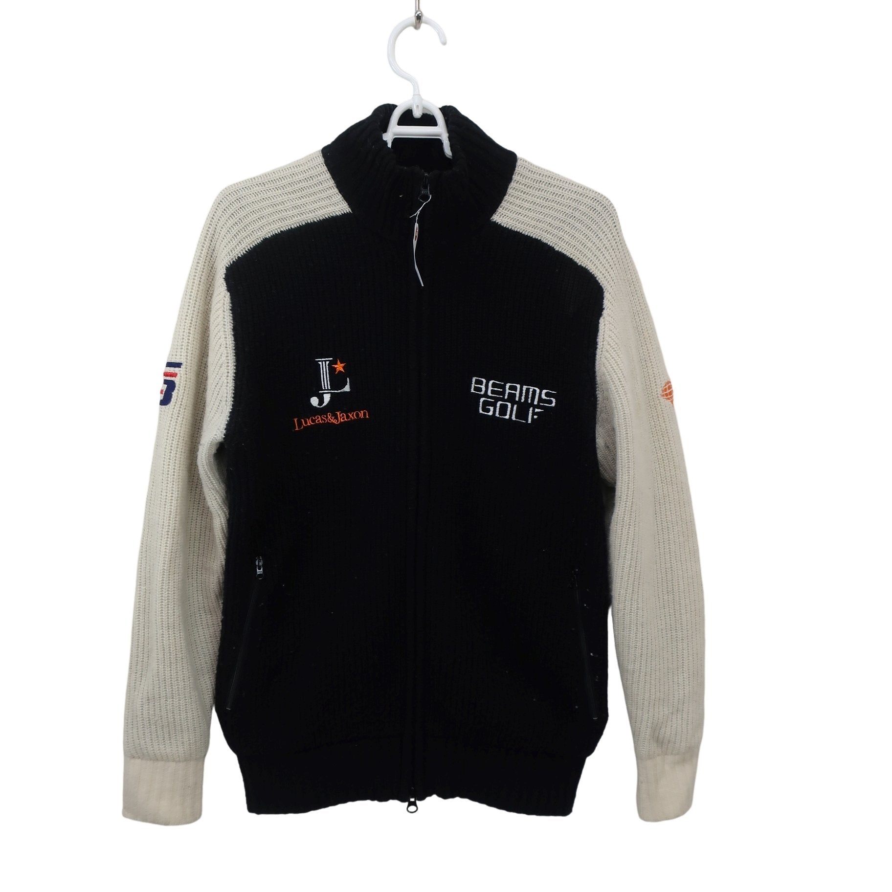 BEAMS GOLF(ビームスゴルフ) ニットジャケット 黒白 メンズ S B