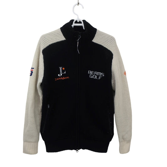 BEAMS GOLF(ビームスゴルフ) ニットジャケット 黒白 メンズ S B
