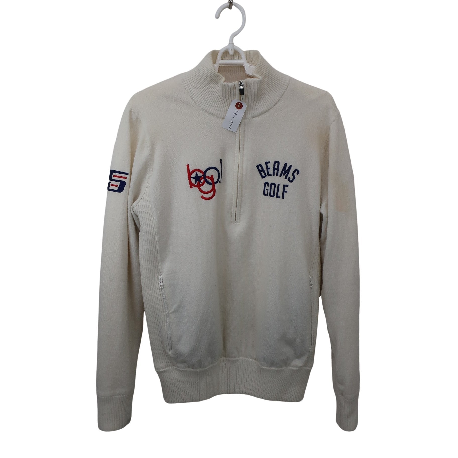 BEAMS GOLF(ビームスゴルフ) ハーフジップセーター 白 メンズ S B