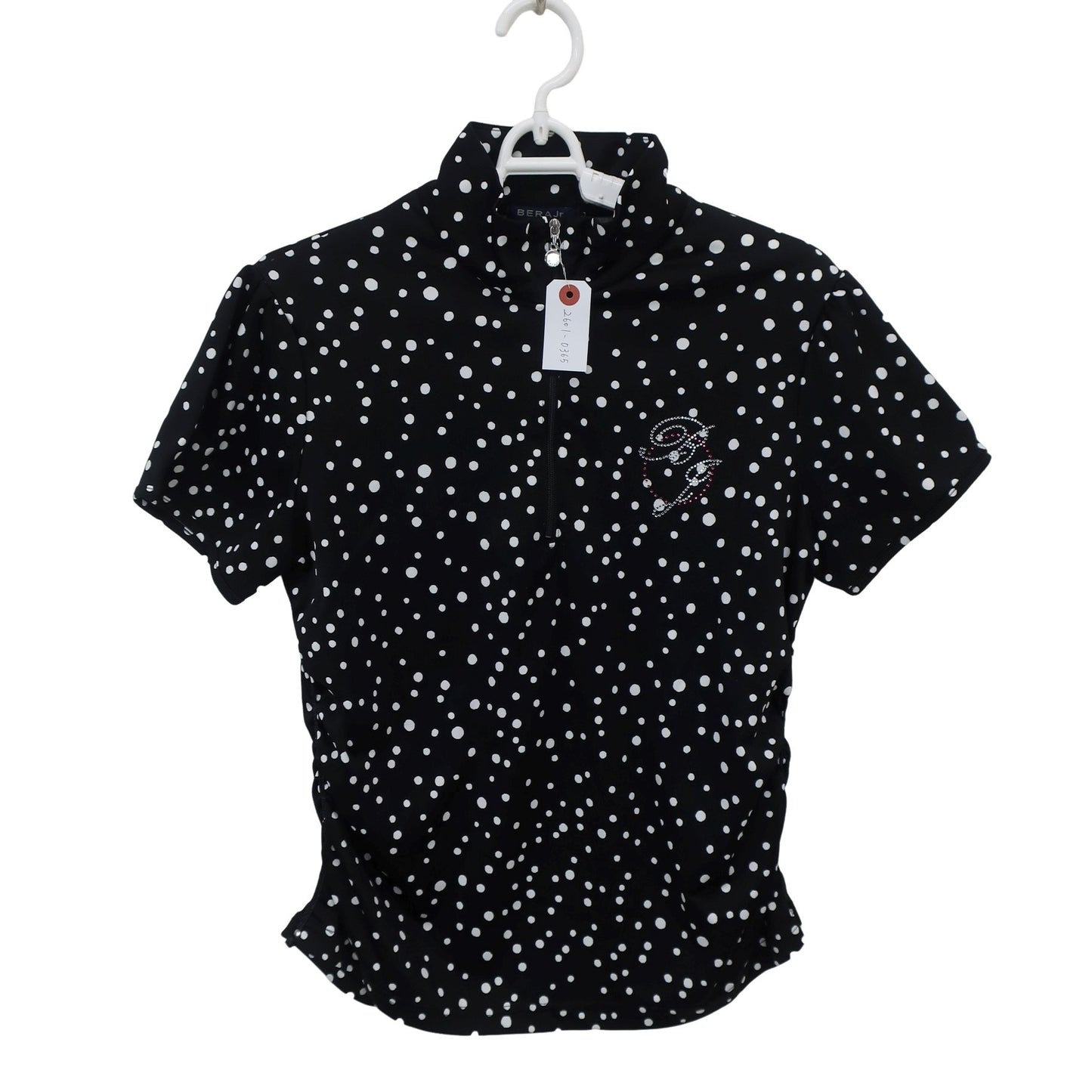 BERA Jr. GOLF(ベラジュニアゴルフ) ハーフジップシャツ 黒白ドット柄 レディース L A
