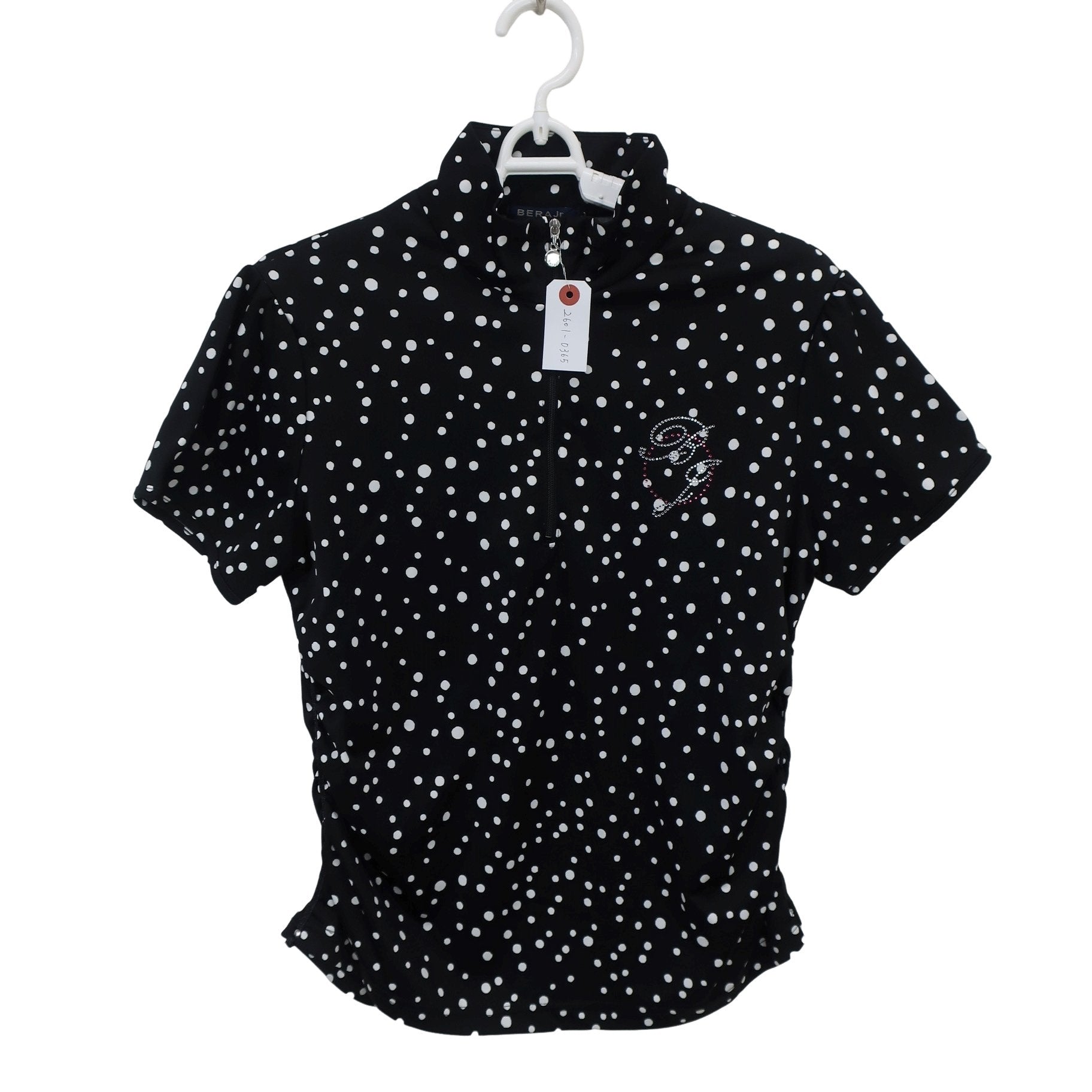 BERA Jr. GOLF(ベラジュニアゴルフ) ハーフジップシャツ 黒白ドット柄 レディース L A