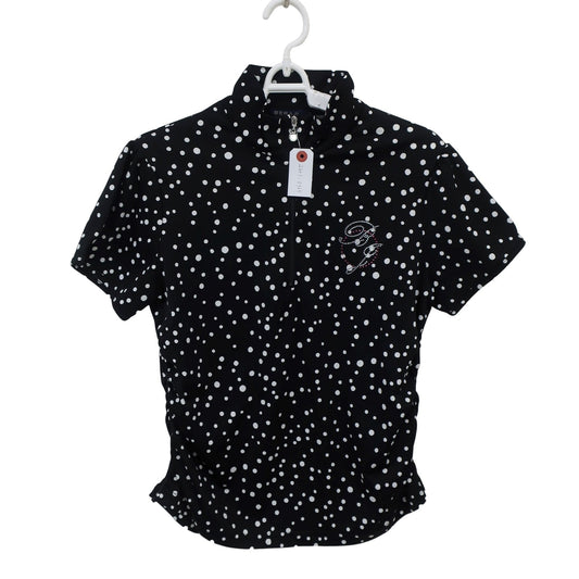 BERA Jr. GOLF(ベラジュニアゴルフ) ハーフジップシャツ 黒白ドット柄 レディース L A