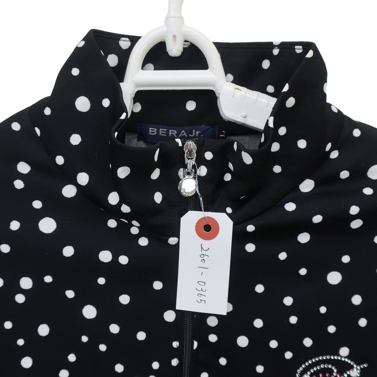 BERA Jr. GOLF(ベラジュニアゴルフ) ハーフジップシャツ 黒白ドット柄 レディース L A
