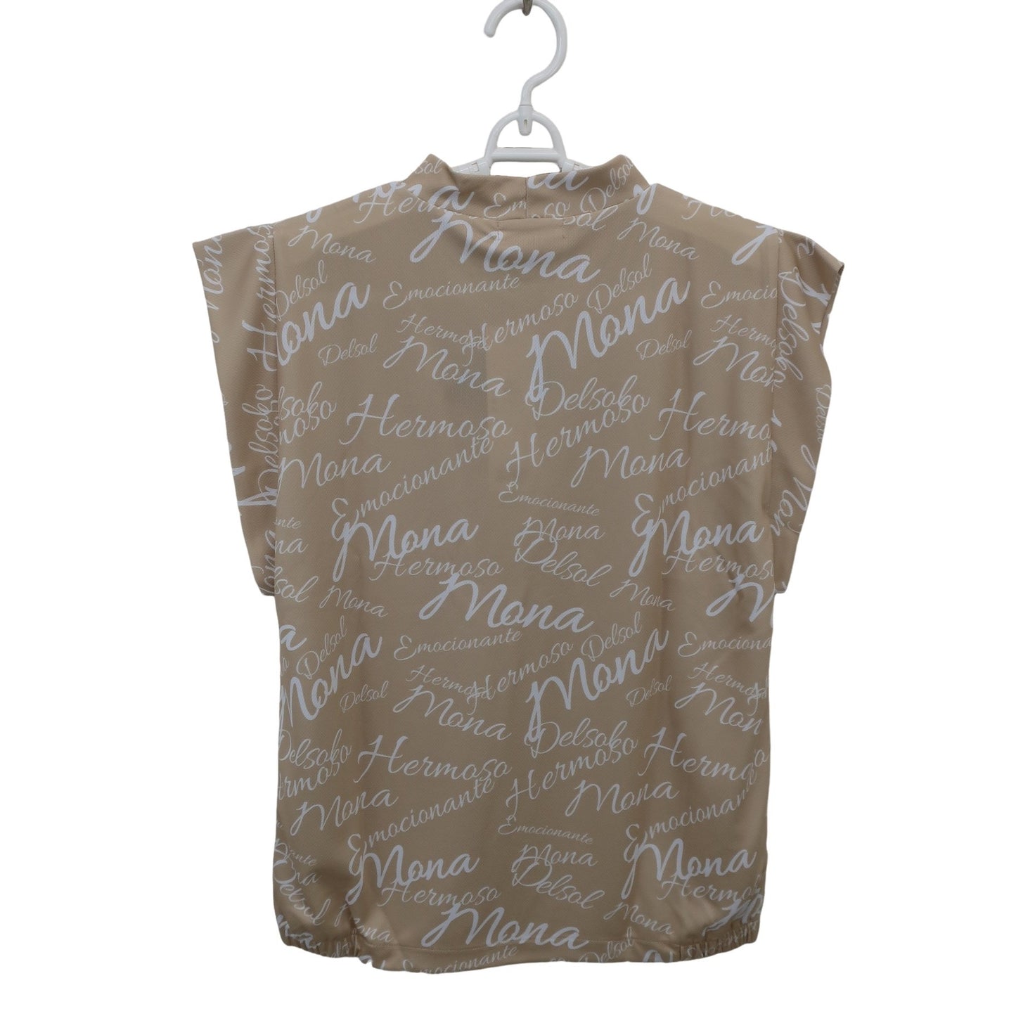 DELSOL(デルソル) ノースリーブモックネックシャツ ベージュ総柄 レディース M N