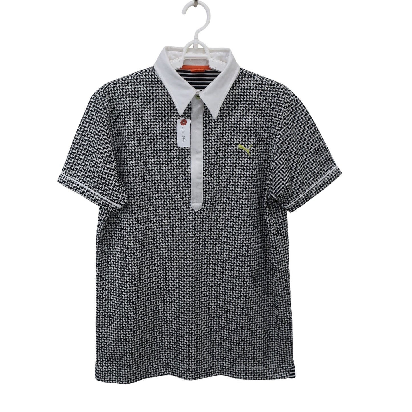 PUMA GOLF(プーマゴルフ) ポロシャツ 白黒グレー千鳥柄 メンズ L A