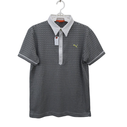PUMA GOLF(プーマゴルフ) ポロシャツ 白黒グレー千鳥柄 メンズ L A