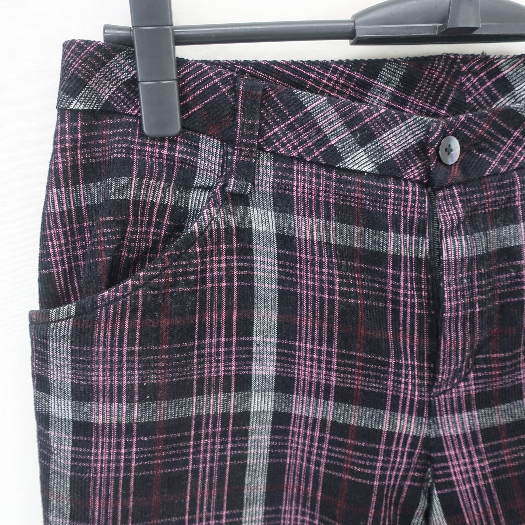 adidas1 パンツ 黒紫チェック レディース L A