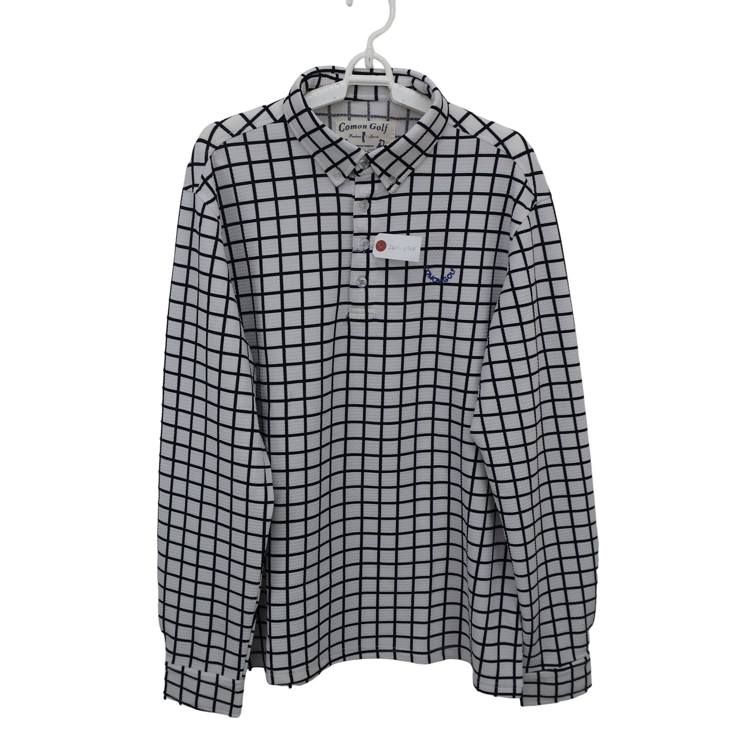 COMON GOLF(コモンゴルフ) 長袖ポロシャツ 白黒チェック メンズ XXL A