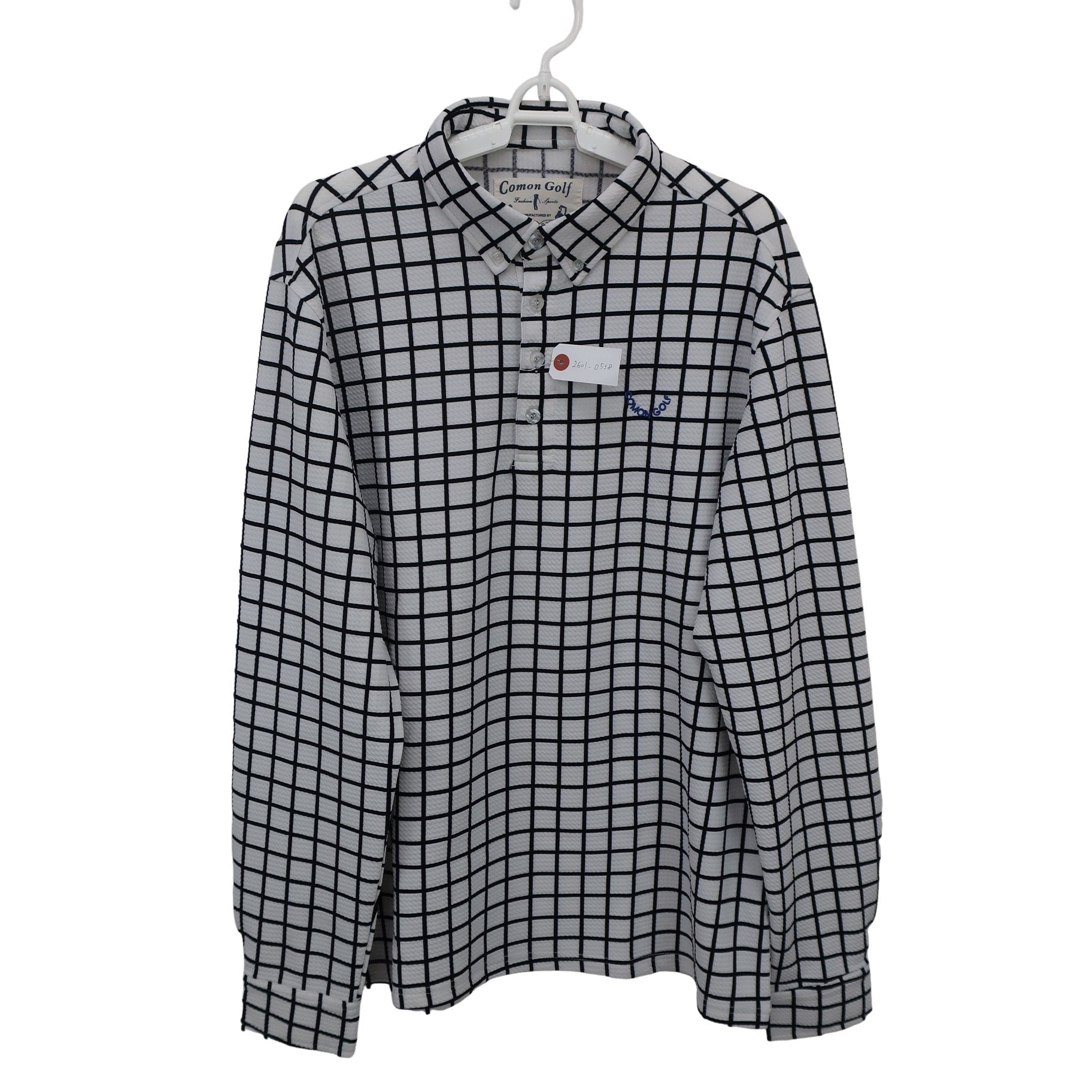 COMON GOLF(コモンゴルフ) 長袖ポロシャツ 白黒チェック メンズ XXL A