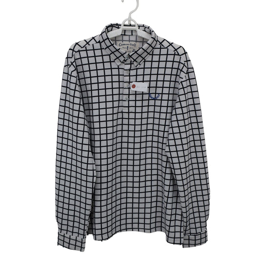 COMON GOLF(コモンゴルフ) 長袖ポロシャツ 白黒チェック メンズ XXL A