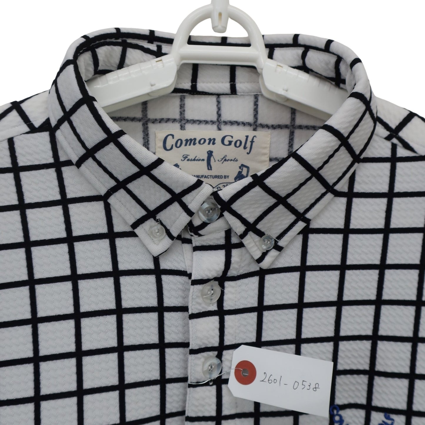 COMON GOLF(コモンゴルフ) 長袖ポロシャツ 白黒チェック メンズ XXL A
