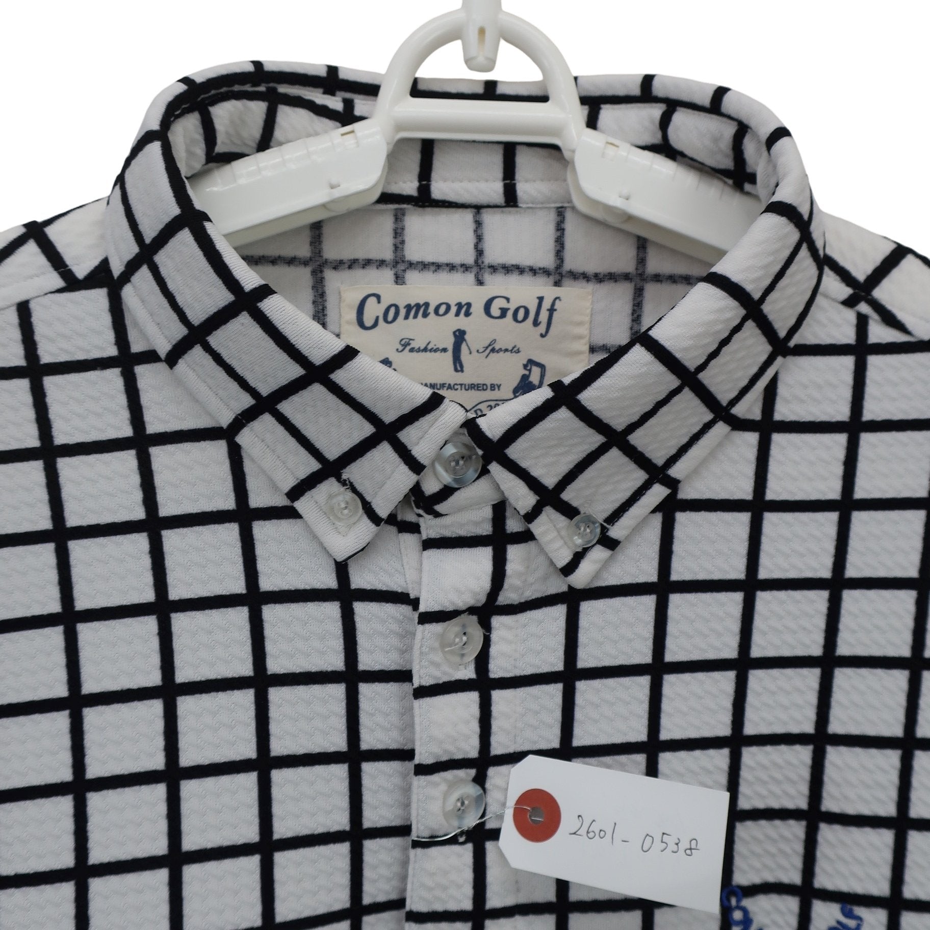 COMON GOLF(コモンゴルフ) 長袖ポロシャツ 白黒チェック メンズ XXL A