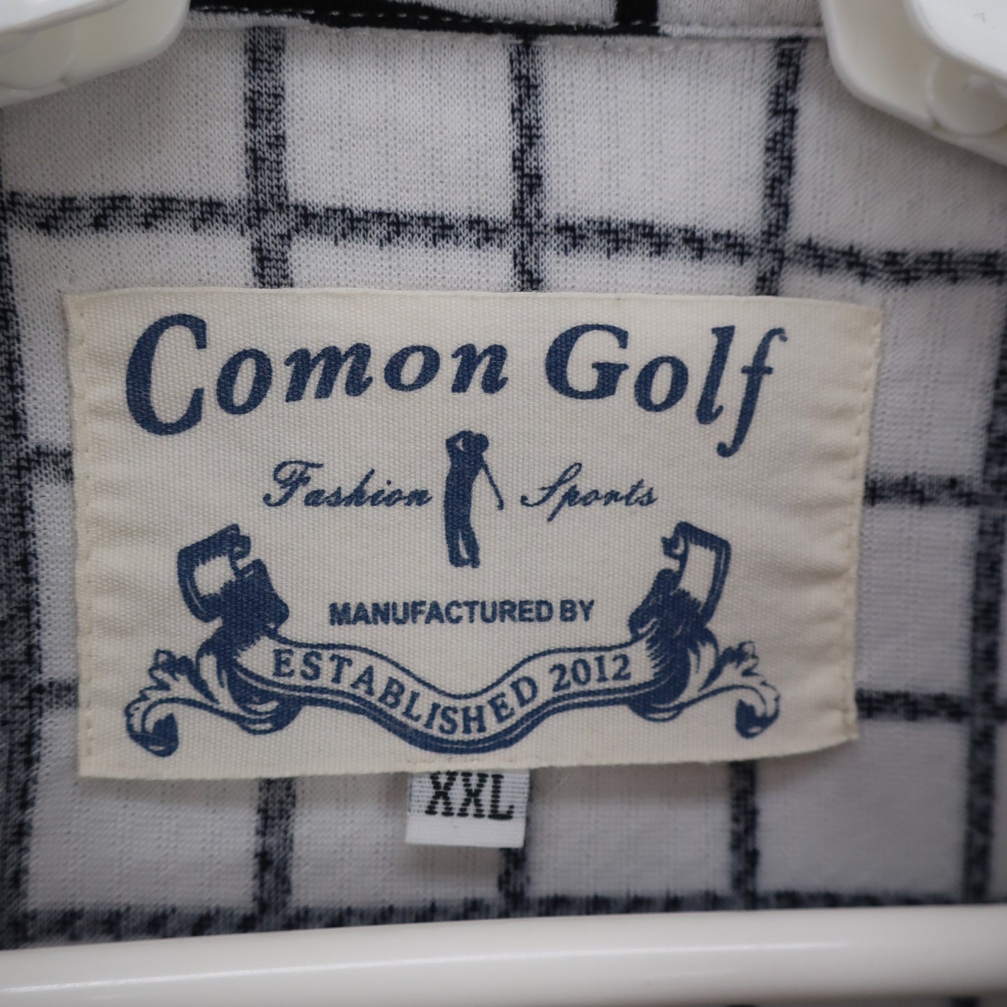 COMON GOLF(コモンゴルフ) 長袖ポロシャツ 白黒チェック メンズ XXL A