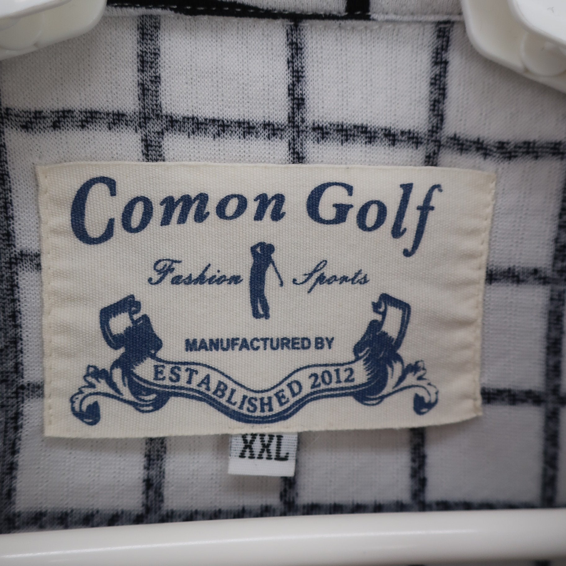 COMON GOLF(コモンゴルフ) 長袖ポロシャツ 白黒チェック メンズ XXL A