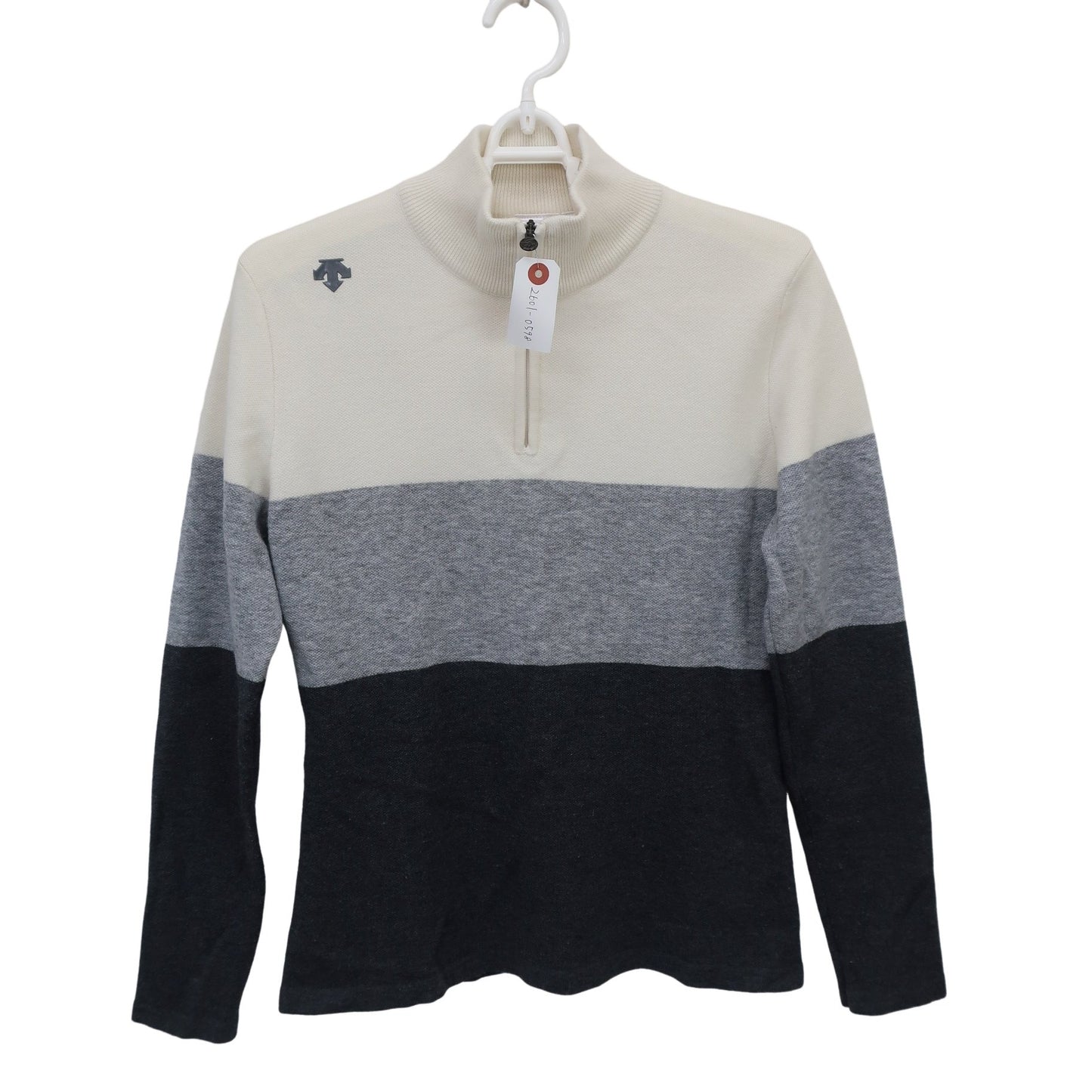 DESCENTE(デサント) ハーフジップニットシャツ 白グレー レディース M A