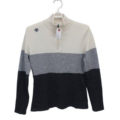 DESCENTE(デサント) ハーフジップニットシャツ 白グレー レディース M A