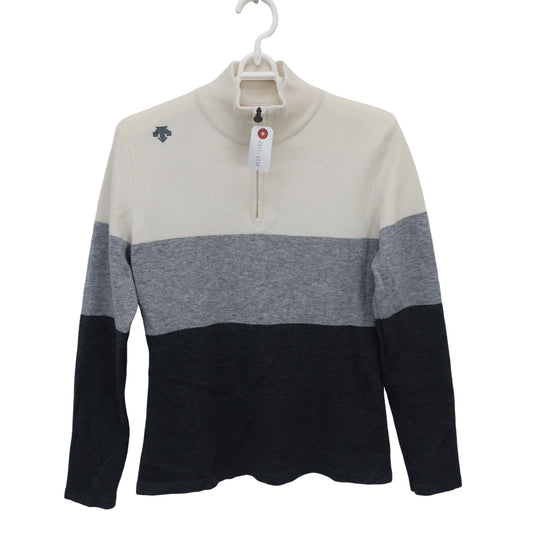 DESCENTE(デサント) ハーフジップニットシャツ 白グレー レディース M A