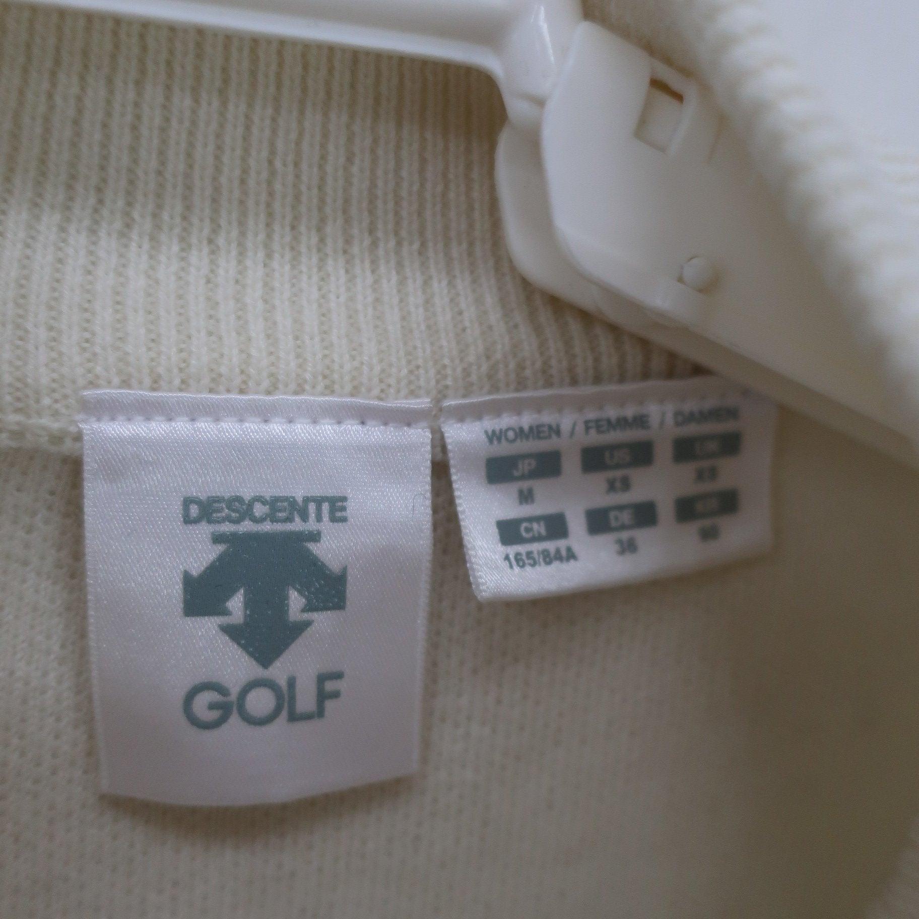 DESCENTE(デサント) ハーフジップニットシャツ 白グレー レディース M A