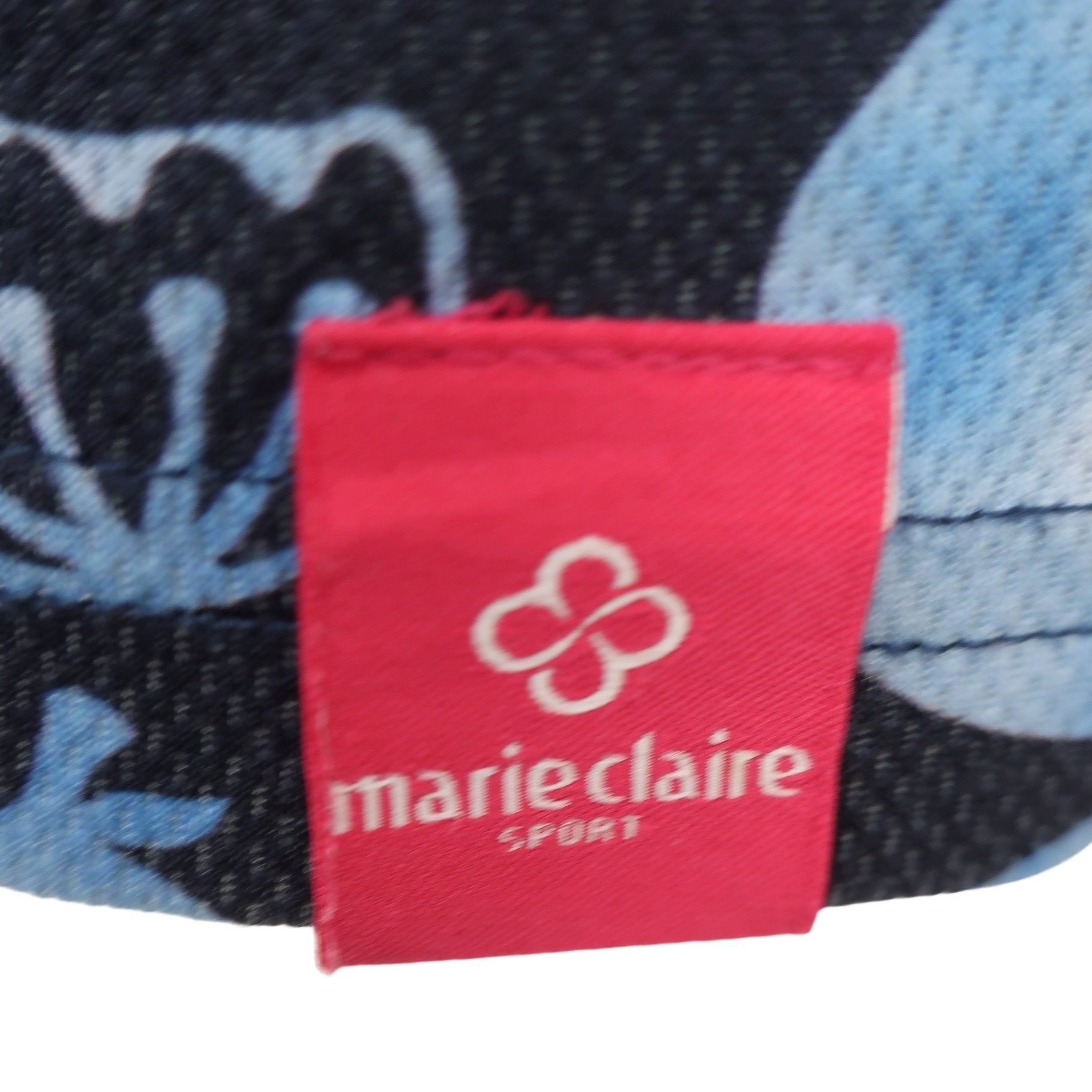 marie claire sport(マリ・クレール・スポーツ) 半袖モックネックシャツ 青系総柄 レディース LL A