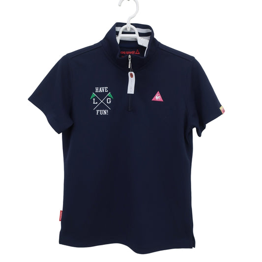 le coq sportif(ルコックスポルティフ) 半袖ハーフジップシャツ ネイビー レディース LL A