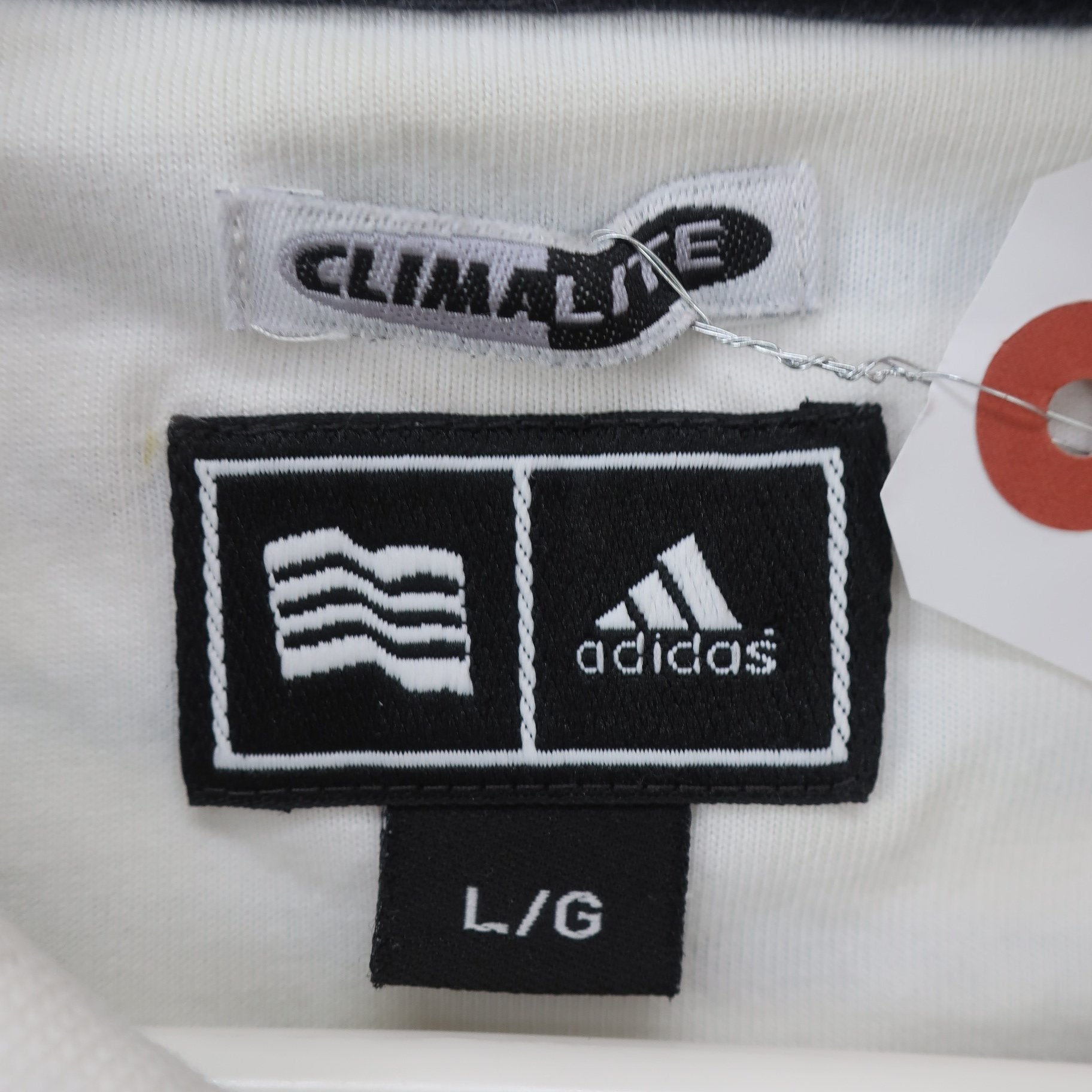 adidas(アディダス) ポロシャツ 白水色ボーダー メンズ L B