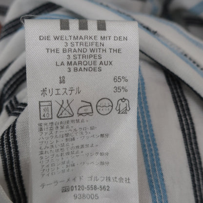 adidas(アディダス) ポロシャツ 白水色ボーダー メンズ L B