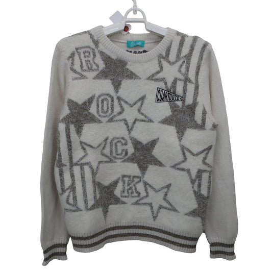 Cuarto UNITED(クアルトユナイテッド) セーター 白シルバー総柄 レディース M B