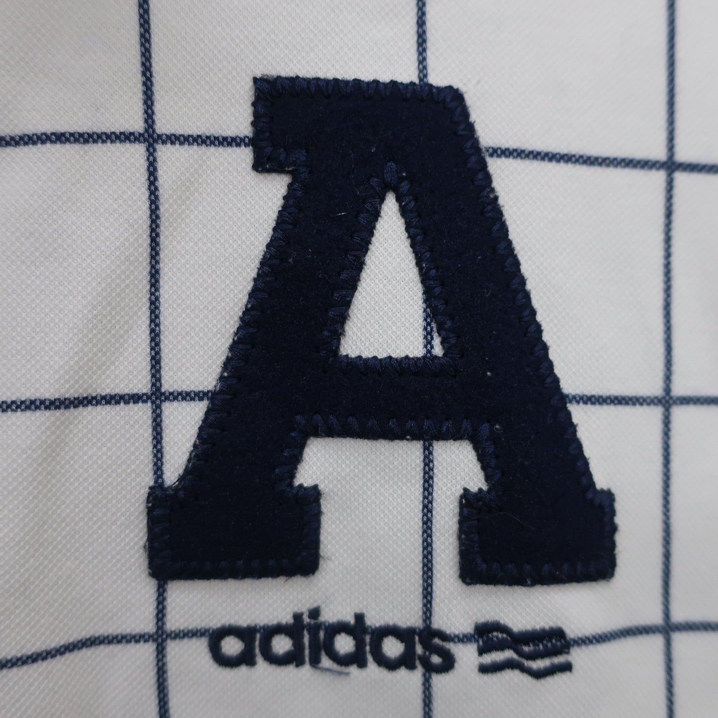 adidas(アディダス) 長袖ポロシャツ 白ネイビーチェック レディース M B
