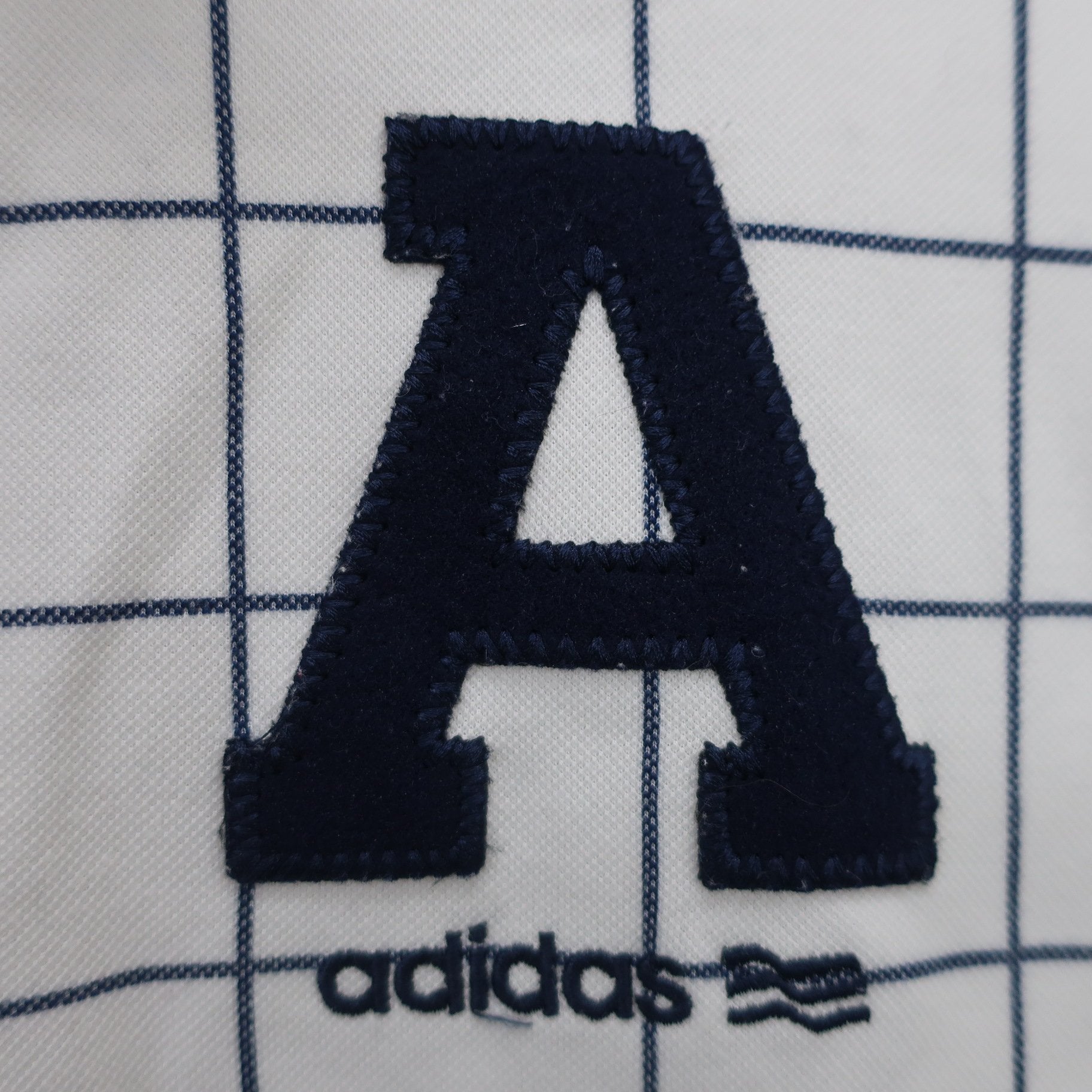 adidas(アディダス) 長袖ポロシャツ 白ネイビーチェック レディース M B