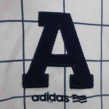 adidas(アディダス) 長袖ポロシャツ 白ネイビーチェック レディース M B