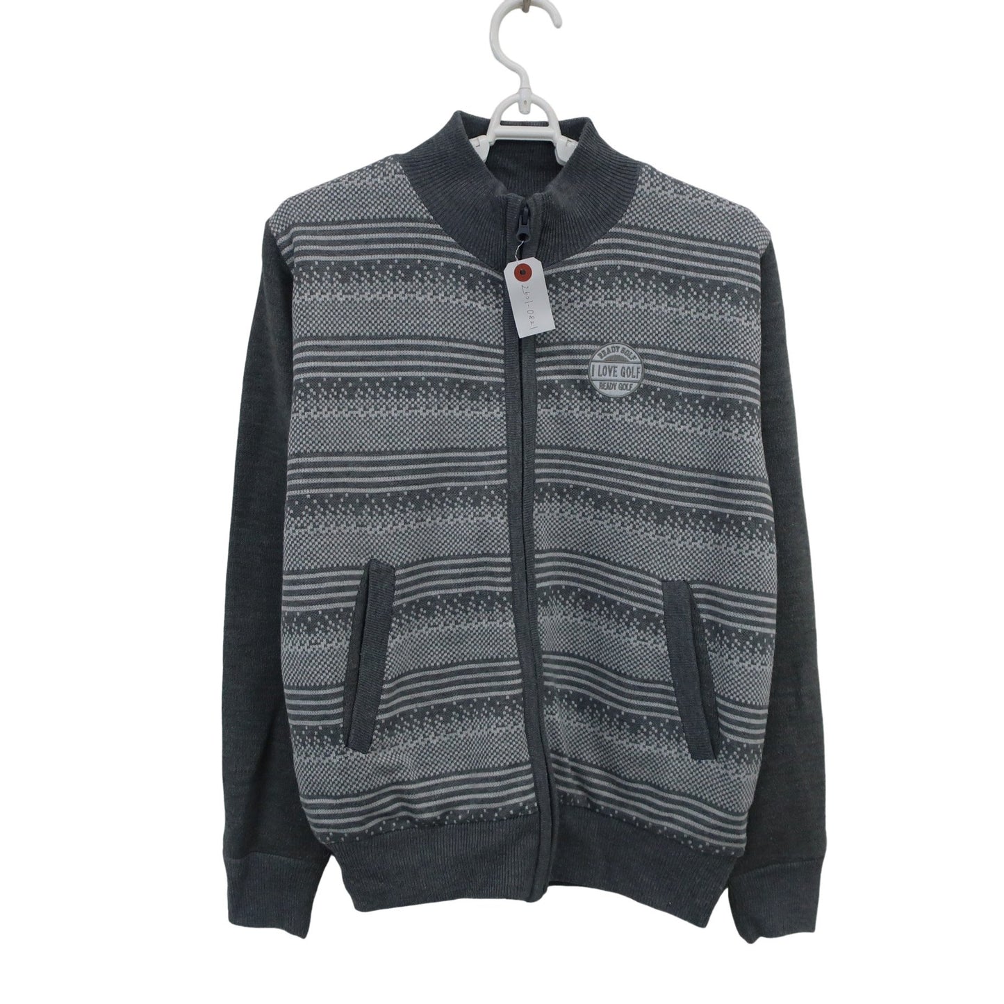 READY GOLF ニットブルゾン グレー白総柄 レディース M B