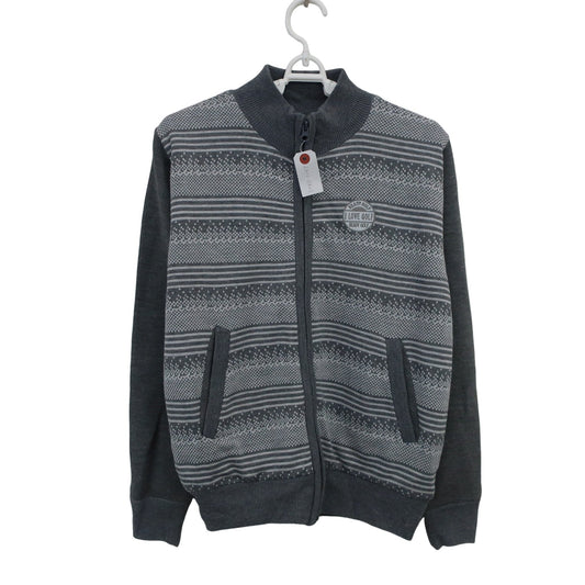 READY GOLF ニットブルゾン グレー白総柄 レディース M B