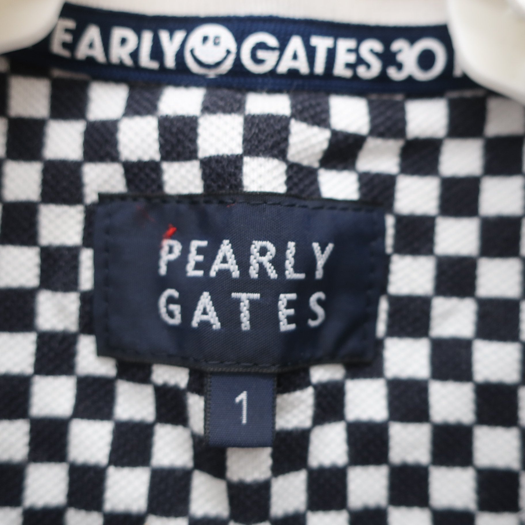 PEARLY GATES(パーリーゲイツ) ポロシャツ 白ネイビー市松柄 レディース 1 055-9160204 B