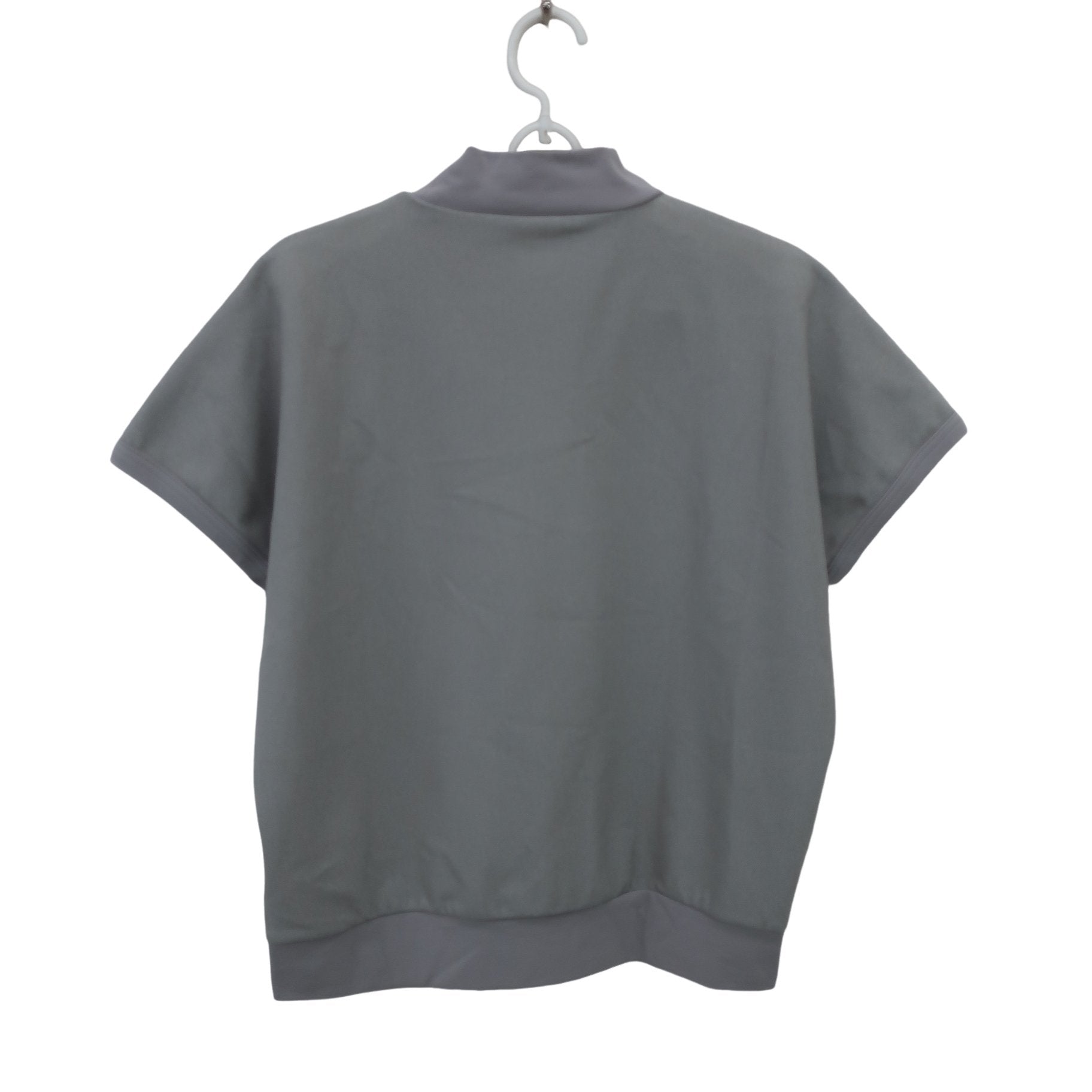 and per se(アンパスィ) 半袖モックネックシャツ グレー レディース L AFS6504J1 B