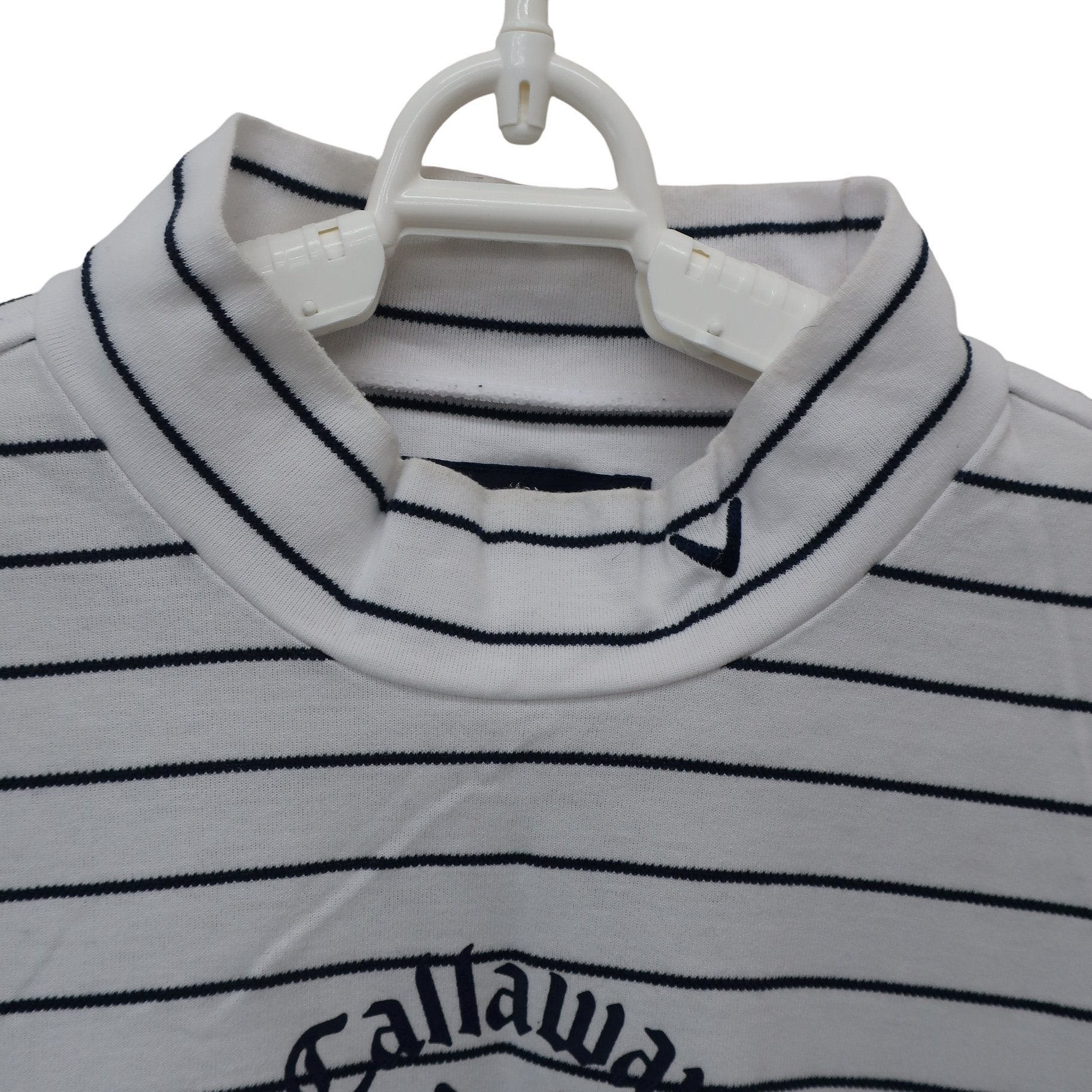 Callaway(キャロウェイ) 半袖モックネックシャツ 白ネイビーボーダー メンズ LL 241-7155501 B
