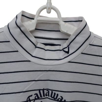 Callaway(キャロウェイ) 半袖モックネックシャツ 白ネイビーボーダー メンズ LL 241-7155501 B