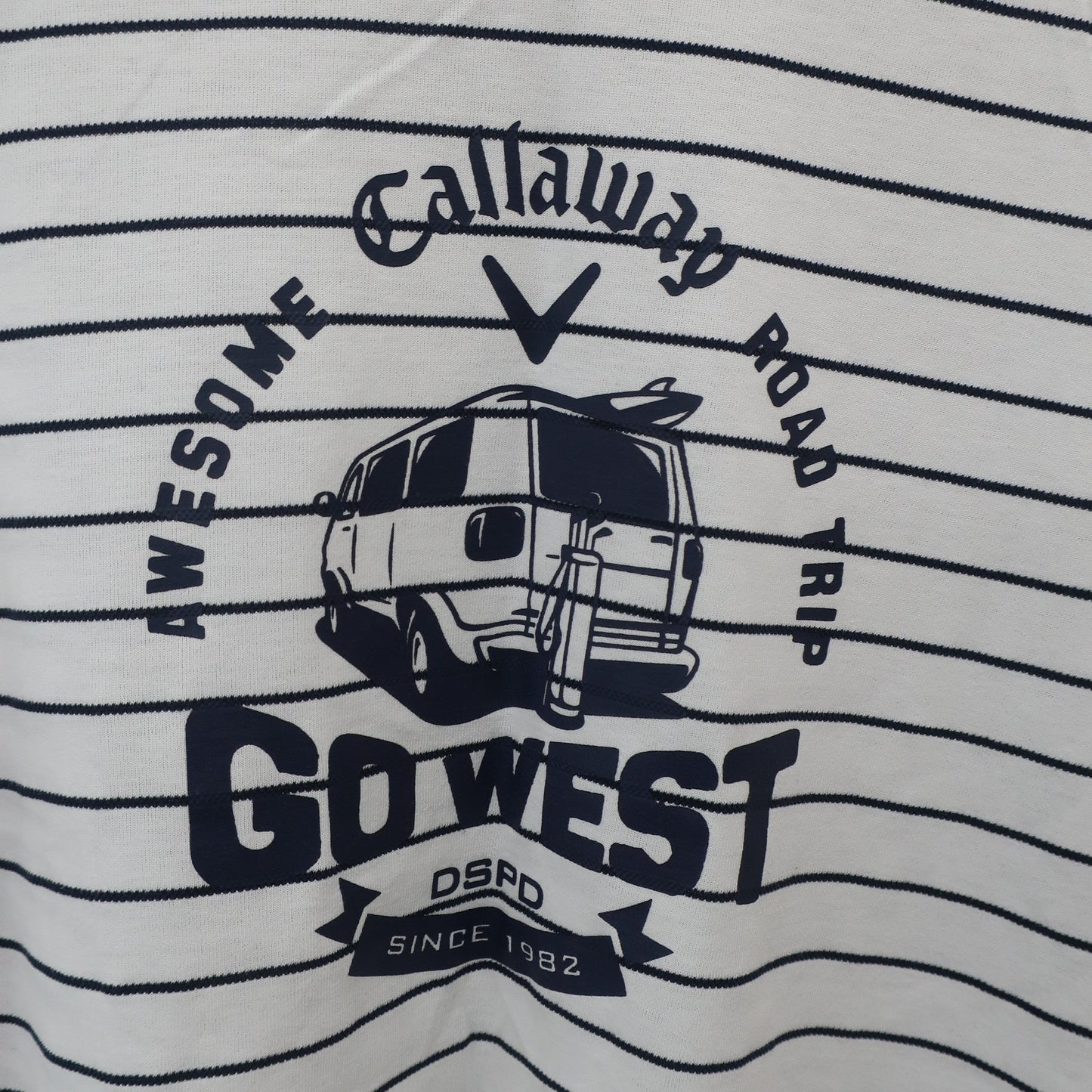 Callaway(キャロウェイ) 半袖モックネックシャツ 白ネイビーボーダー メンズ LL 241-7155501 B