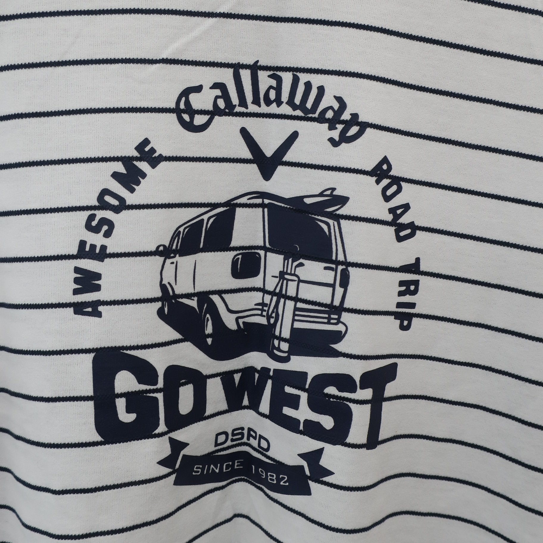 Callaway(キャロウェイ) 半袖モックネックシャツ 白ネイビーボーダー メンズ LL 241-7155501 B