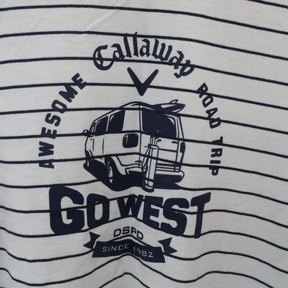 Callaway(キャロウェイ) 半袖モックネックシャツ 白ネイビーボーダー メンズ LL 241-7155501 B