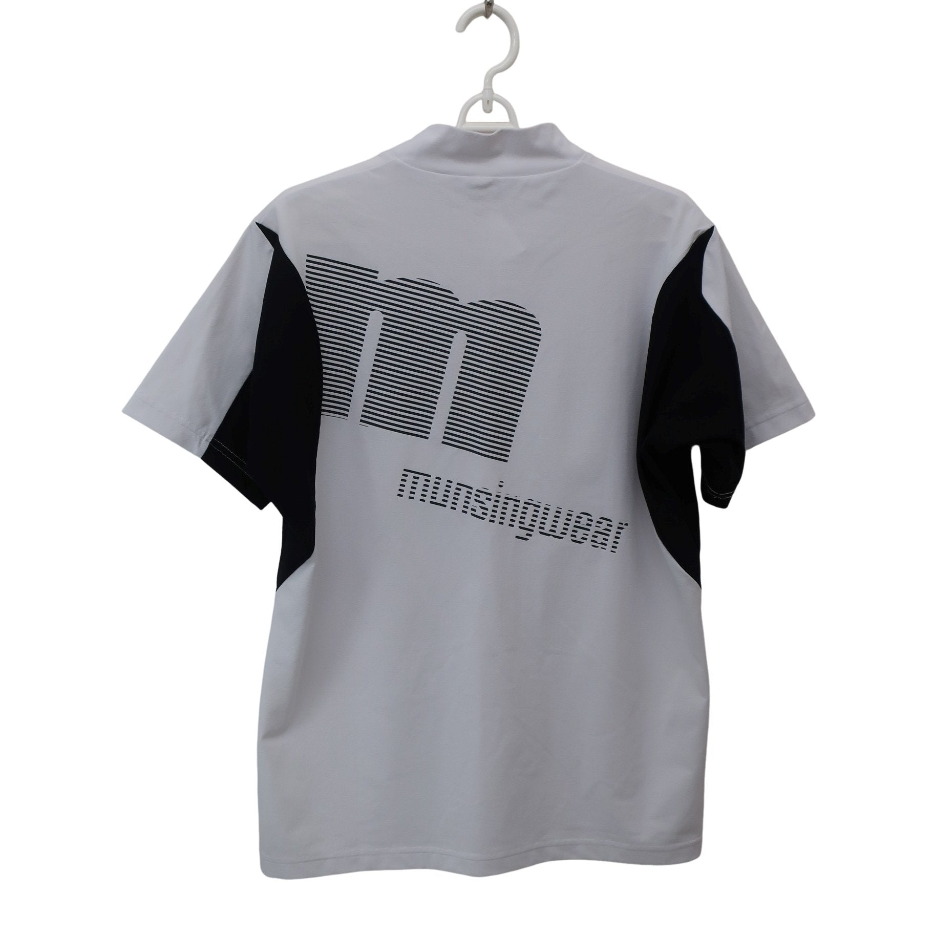 Munsingwear(マンシングウェア) 半袖モックネックシャツ 白黒 メンズ L A