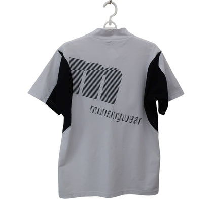 Munsingwear(マンシングウェア) 半袖モックネックシャツ 白黒 メンズ L A