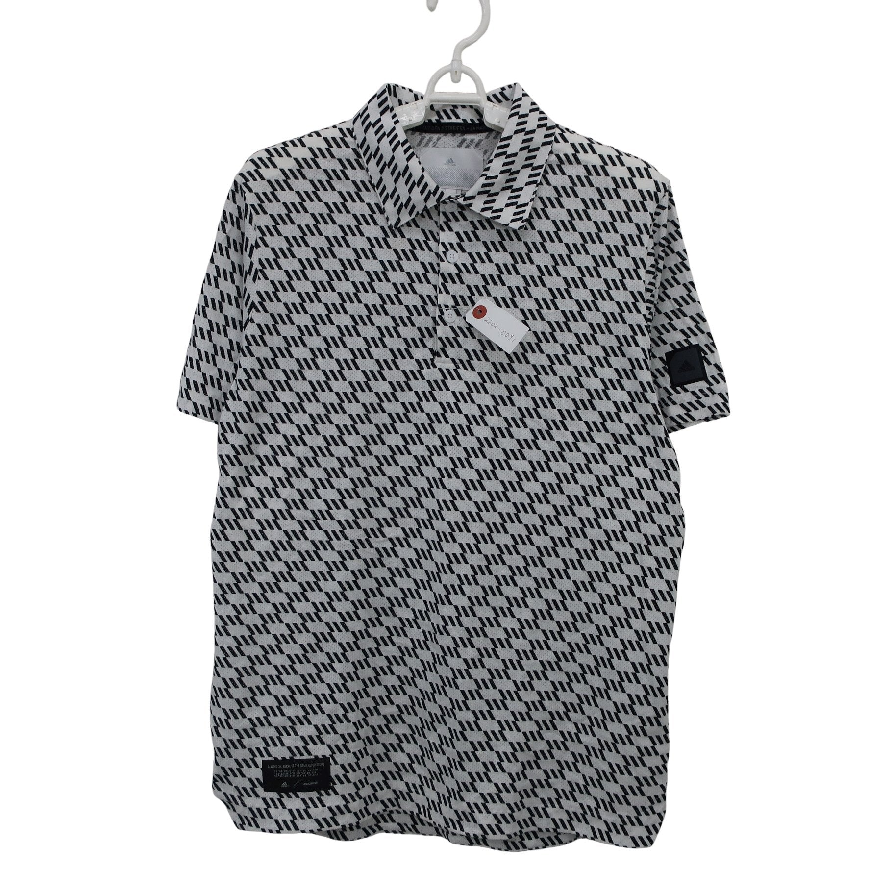 adidas(アディダス) ポロシャツ 白黒総柄 メンズ M A