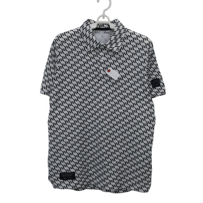 adidas(アディダス) ポロシャツ 白黒総柄 メンズ M A