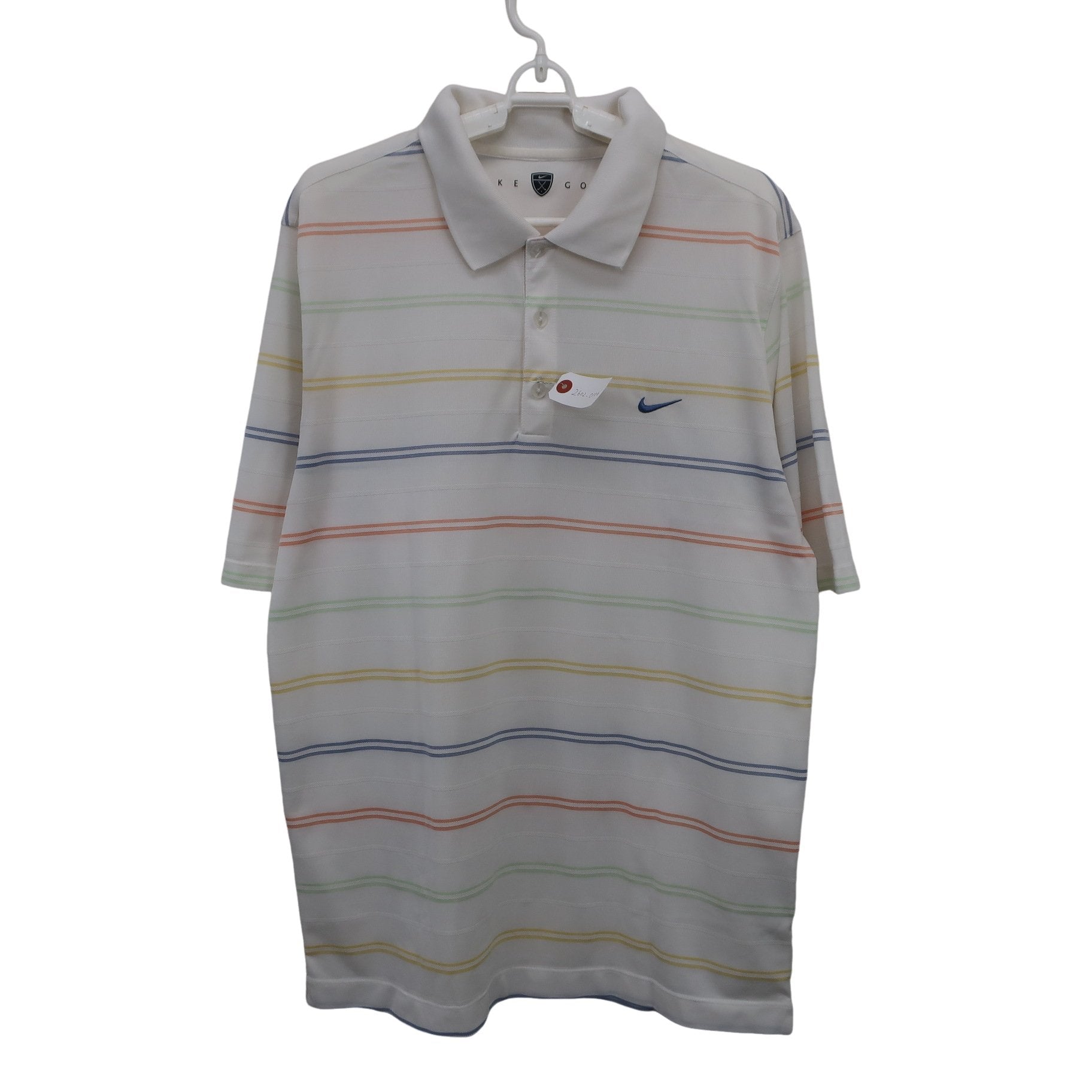 NIKE GOLF(ナイキゴルフ) ポロシャツ 白カラフルボーダー メンズ A