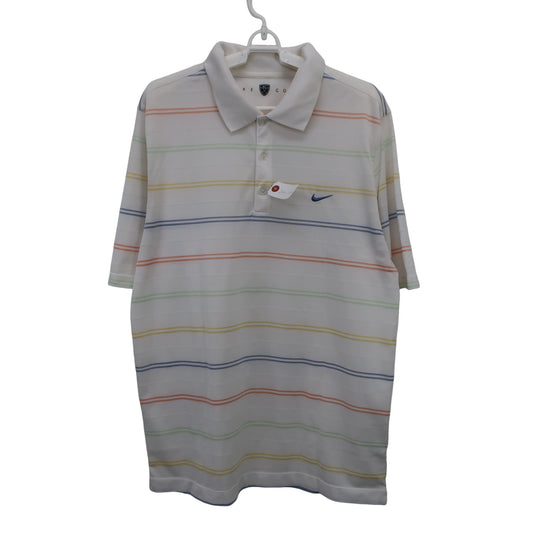 NIKE GOLF(ナイキゴルフ) ポロシャツ 白カラフルボーダー メンズ A