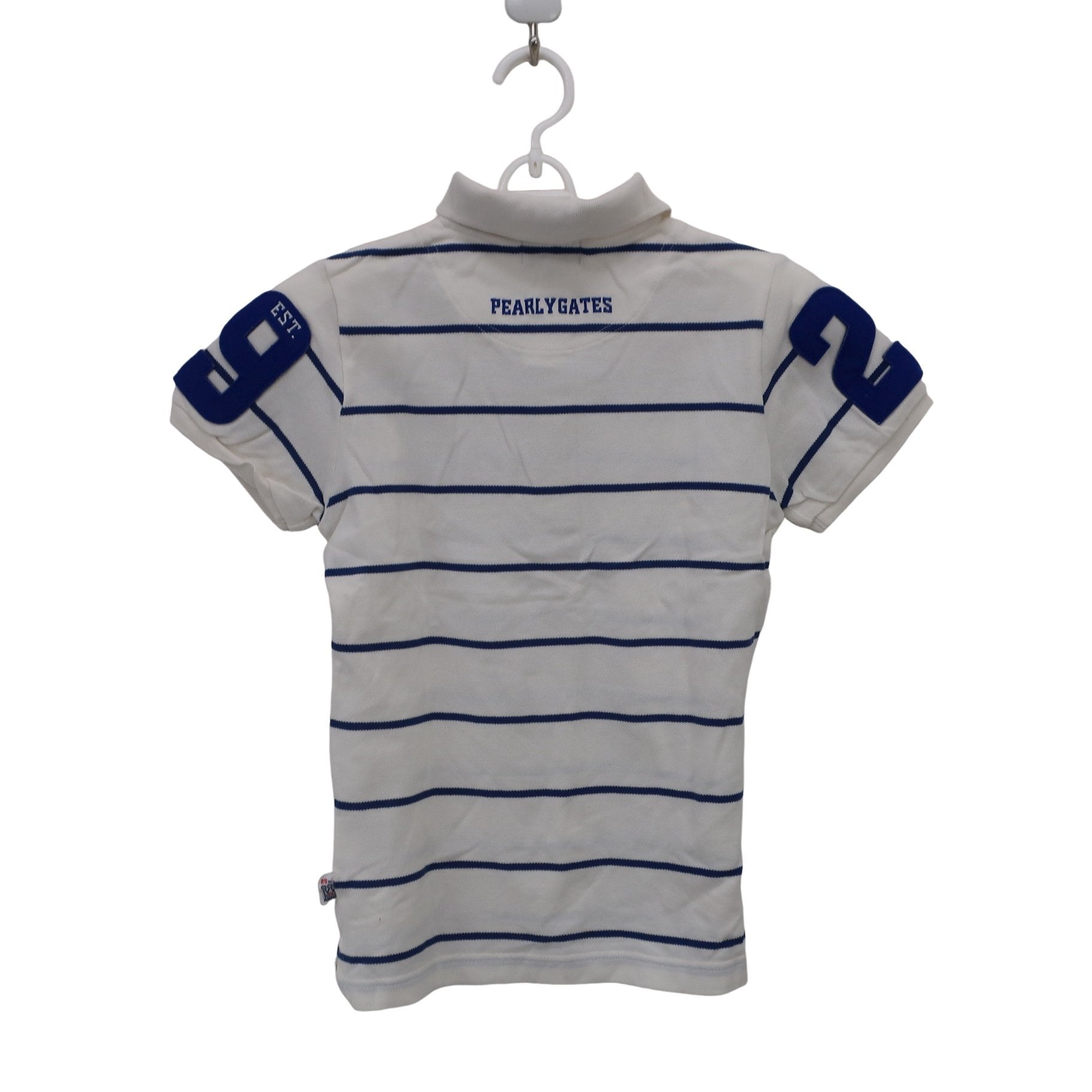 PEARLY GATES(パーリーゲイツ) ポロシャツ 白青ボーダー レディース 0 055-160252 B
